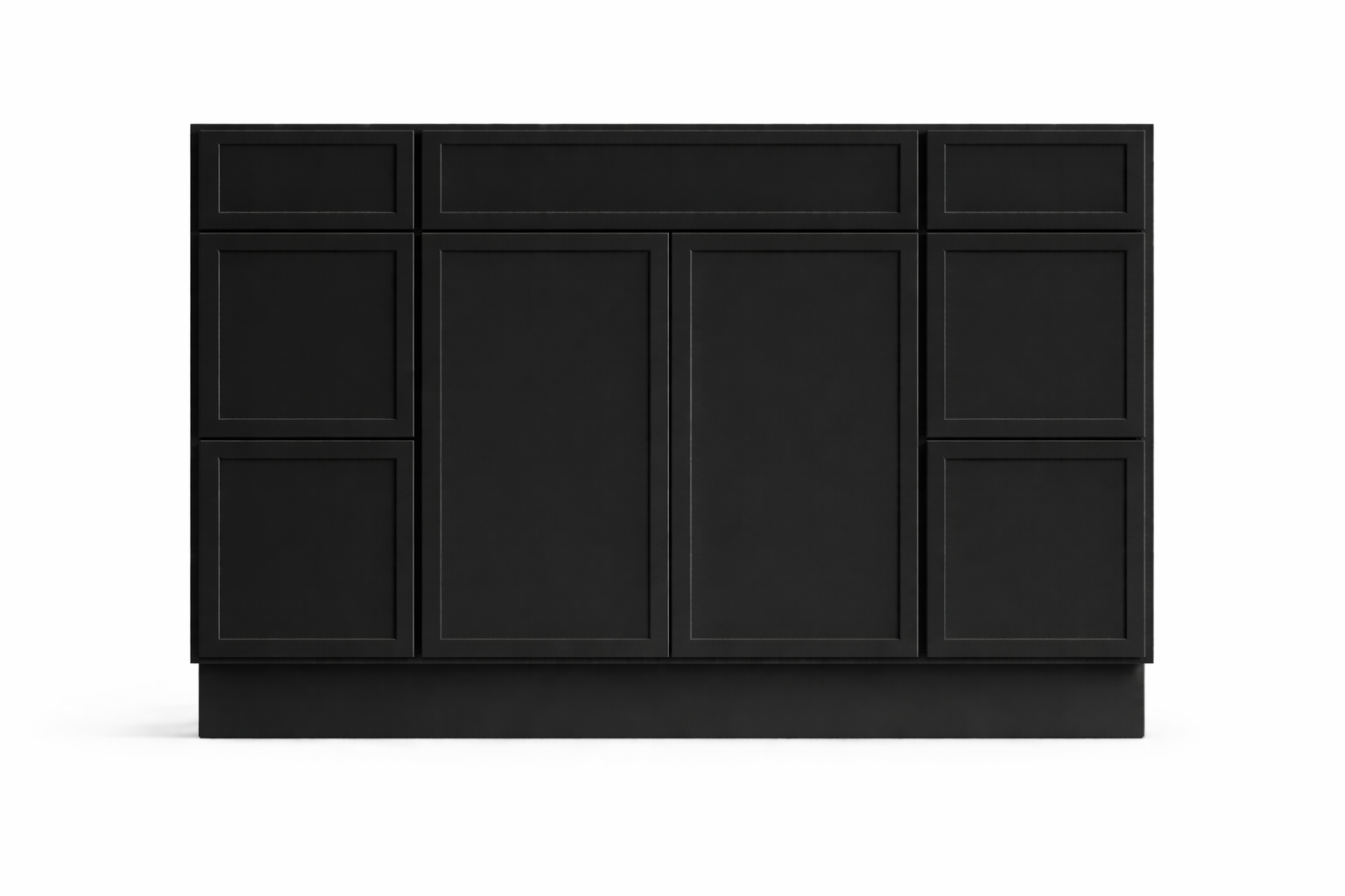 Slim Shaker Style Vanity Combination Six Drawer w/ Butt Doors in SW6258 Tricorn Black